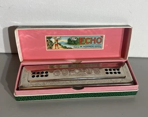 The Echo Harp Harmonica M Hohner Double Sided Key C/G Made In Germany 56/96 - Imagen 1 de 14