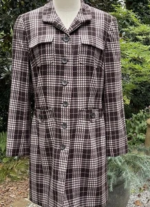 Worthington Womens Over Coat Size 12 Plaid Button down Pea Coat - Picture 1 of 19
