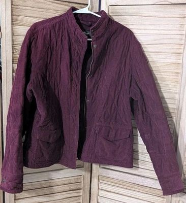 Eddie Bauer XL Quilted Corduroy Jacket Barn Chore Hunting Purple Full Zip  — 第 1/3 张图片