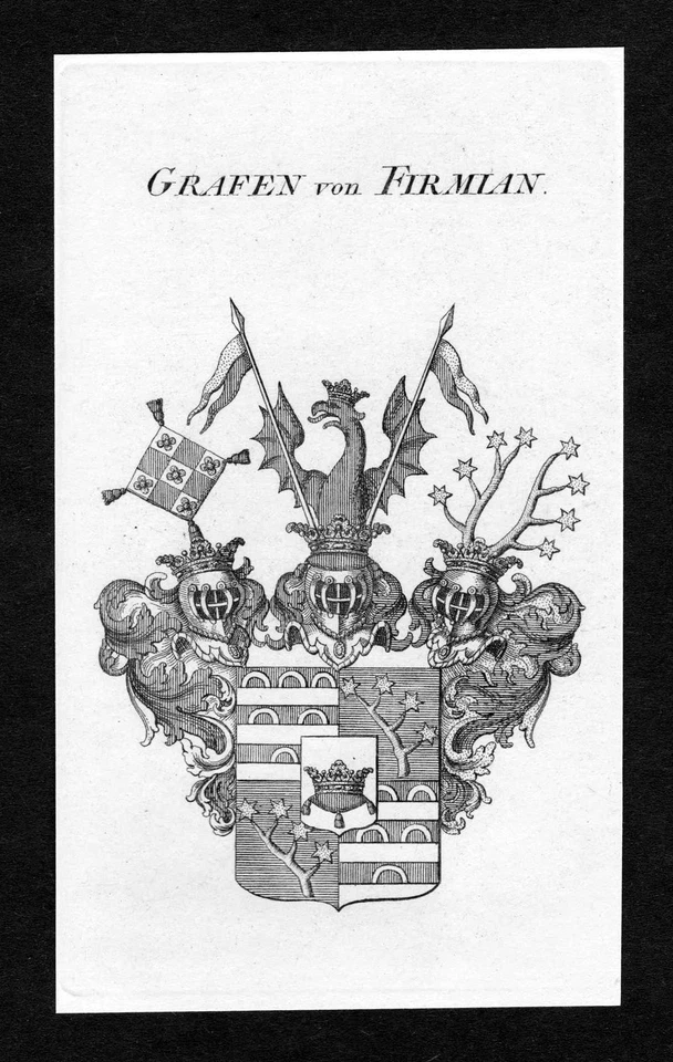 ca. 1820 Firmian Wappen Adel coat of arms Kupferstich antique print heraldry - Bild 1 von 1
