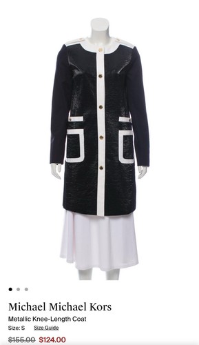 Michael Michael Kors Cappotto Metallizzato al Ginocchio Blu Lunghezza al Ginocchio Giacca...