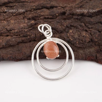 Ovale Naturale Pesca Luna Argento Sterling Anniversario Figlia Etnico Ciondolo - Immagine 1 di 4