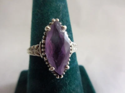 ANILLO KABANA PLATA ESTERLINA Y CORTE MARQUESA AMATISTA TALLA 8 Foto 1 de 4