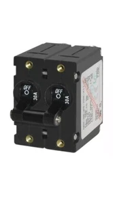 Blue Sea 7237 A-Series Black Toggle Circuit Breaker Double Pole 30A R2S2 - Picture 1 of 2