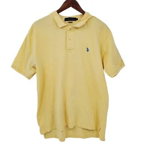 U.S. Polo Mens Classic Polo Shirt Size L Yellow Short Sleeve Henley Small Pony - Picture 1 of 10