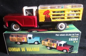 MF985 CHEVROLET FARM FOWLS TRANSPORTER Tin Friction Toy Truck CAMION DE VOLAILLE - Picture 1 of 10
