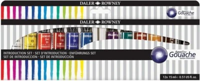 DALER-ROWNEY Daler Rowney Aquafine Gouachefarbe Einführungsset mit 12 Farben x 15 ml Tuben