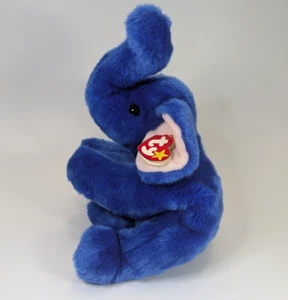Ty Beanie Buddy Royal Blue Elephant Peanut Plush Plushie Toy 1998 Stuffed Animal - Picture 1 of 13