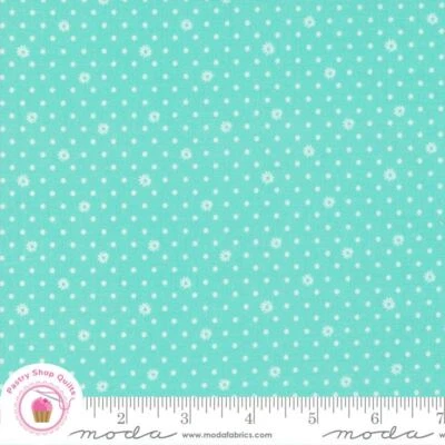 Moda JULIA 11928 16 Aqua Blue  Polka Dot CRYSTAL MANNING Quilt Fabric - Image 1 of 4