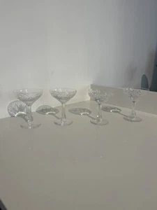 4x Tudor Lead Crystal Glasses Champagne Coupe Saucer Drinks, Barware Celebration - Picture 1 of 6