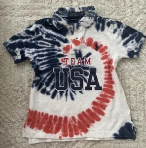 Boys Polo Ralph Lauren USA tie-dye polo shirt Fourth Of July Size 5 - Picture 1 of 3
