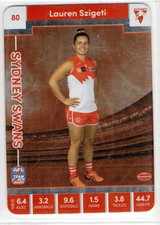 Lauren Szigeti  Team Coach 2023 AFLW Sydney Swans Silver Card  # 80