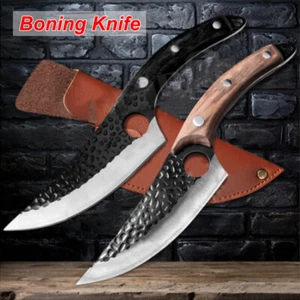 Boning Knife Forged Hand Viking Knives Full Tang Butcher Chef Meat Sheath & Box - Picture 1 of 14