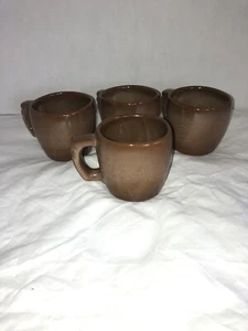 Frankoma Plainsman Brown Pottery Matted Glazed Coffee Mugs X 4-3.25 H-5 C - Picture 1 of 13