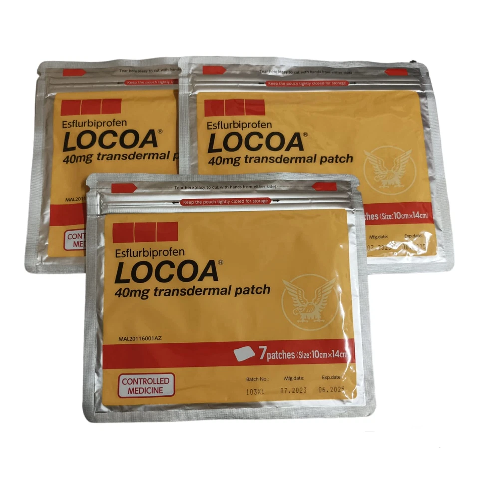 3 Packs / 21 Patch LOCOA Transdermal Esflurbiprofen Joint Pain Relief 40mg - Image 1 of 4