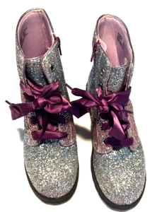 Glitzernde silber/blau/rosa Stiefeletten Damengröße 5M lila seitlicher Reißverschluss & Schnürsenkel " - Bild 1 von 12