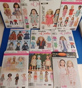 Lot Doll 18 Inch Clothes Patterns 10 each Simplicity+ PJ's, Formal, Dress READ - Picture 1 of 11