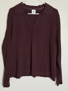 Maglione donna CABI vino scollo a V stile 4480 XL manica lunga - Foto 1 di 8