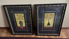 Asian Framed Art Oriental Wall Art Flowers Vase 25.5 Inches X 18.5 Inches Each