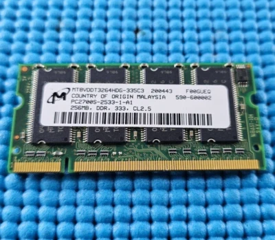 MICRON APPLE MT8VDDT3264HDG-335C3 256MB PC2700S DDR LAPTOP 200-PIN SO-DIMM RAM - Image 1 of 2