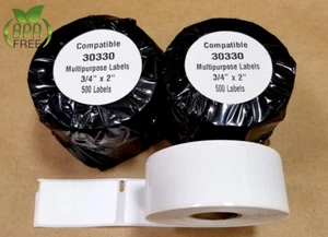30330 Dymo® Compatible 2 Rolls 450 Duo Jumbo Twin TURBO EL40, EL60 BC+ BPA Free - Picture 1 of 6