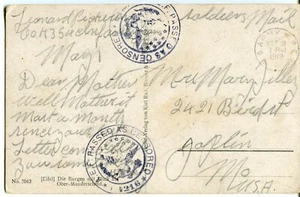 1919 USA Army MPES Cover to Mrs. Mary Gilles in Joplin MO on Germany postcard - Picture 1 of 2