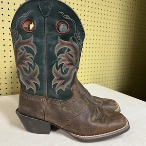 Justin Boot Brown Men’s Western SADDLE BLUE JEAN DUSTY COWHIDE 2520 11.5 EE - Picture 1 of 10