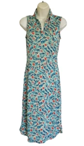 NUOVO Diane von Furstenberg abito polo seta 2 maniche blu floreale midi - Foto 1 di 9