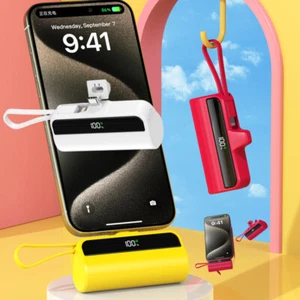 5000mAh Mini Power Bank 22,5W Carga Rápida Tipo-C iOS Cápsula Cable Incorporado - Imagen 1 de 32