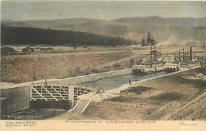 Postal 25-5326 Oregon Steamers Cascade Locks Columbia River HC de la década de 1940 - Imagen 1 de 2