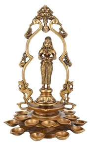 Whitewhale Brass Deeplaxmi Statue Oil Lamp Laxmi Diya Holding Lady Home Decor - Picture 1 of 7