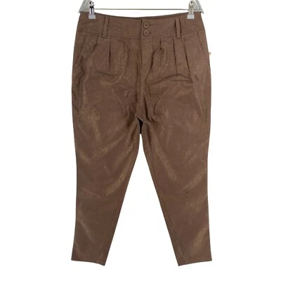 JLO By Jennifer Lopez Dark Brown Linen Cotton Jogger Pants Trousers Size W30 - Image 1 of 4