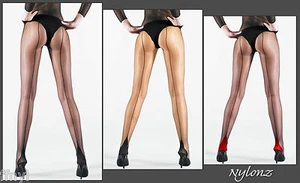 3 Pairs NYLONZ Seamed Sheer To Waist Pantyhose Tights MIX COLOUR PACK (S M L) - Picture 1 of 1