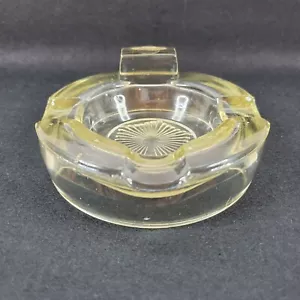 Vintage Klarglas Aschenbecher Starburst Muster 3 Schlitze eine erhöhte Seite schwer dick - Bild 1 von 6