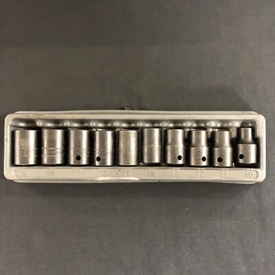 Snap-On 10 Pc 6Pt METRIC 1/2" Flank Dr Shallow IMPACT SET 310IMMYA (EZB005869) - Image 1 of 4