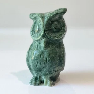 4" Carved Stone OWL Figurine Natural Green Gemstone Crystal Reiki Healing 370g - Picture 1 of 3
