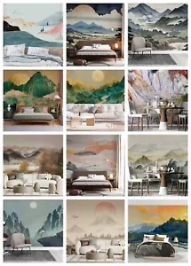 3D Mountains Hand Drawn Self-adhesive Wallpaper Removable Wallpaper Wall Mural - Picture 1 of 83