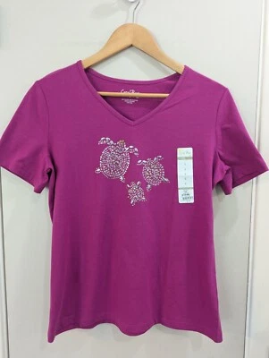 Новый с Ярлыками Coral Bay Sz. Верх S Turtle Stud Graphics/Light Plum SS - Изображение 1 из 4