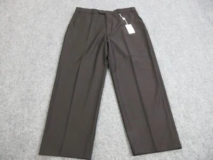 Armani Collezioni Pants Mens 38 Black Brown Wool Slacks Dress Italy NEW 38X29 - Picture 1 of 13
