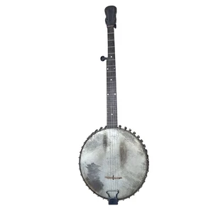 Antique Open Back 5 String Banjo Early 1900s Spun Over Rim Skin Head 30+ Hooks - Picture 1 of 14