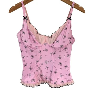 Vintage Y2K Victorias Secret Sexy Little Things Bow Heart Coquette Top Size L - Picture 1 of 16