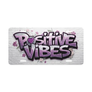 Cute Positive Vibes - Purple/Silver/White Decorative Vanity License Plate - Picture 1 of 2