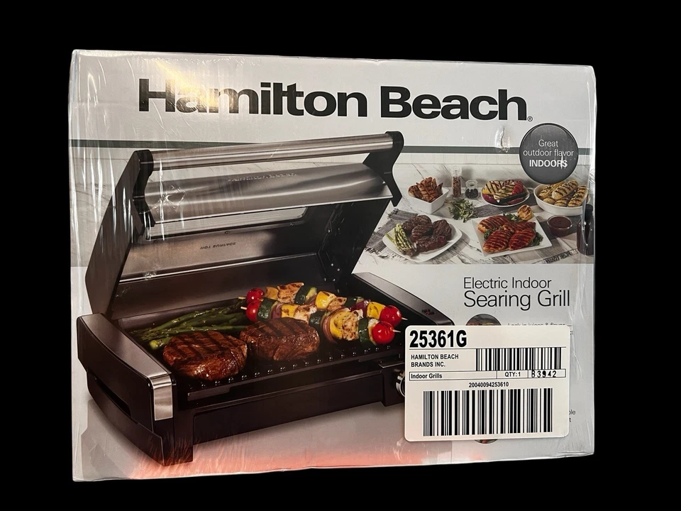 Hamilton Beach Electric Indoor Searing Grill with Removable Plates NEW Sealed - Image 1 of 1