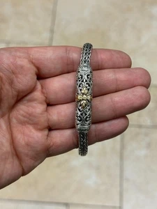 Brazalete de plata 925 oxidado para hombre cadena trenzada Bali hecho a mano de ley de 8,5"" - Imagen 1 de 8
