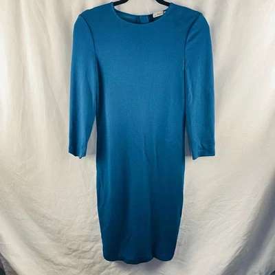 Vince Long Sleeve Blue Teal Career Minimalist Classic Sheath Dress Size XS - Image 1 of 4