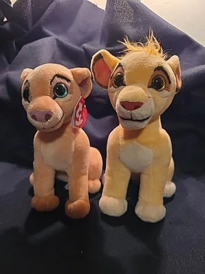 Walt Disney Simba & Nala  The Lion King TY Sparkle Beanie Babies Set-  7” - Image 1 of 4