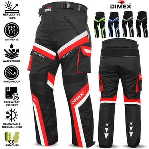 Dimex Motorcycle Waterproof Cordura Textile Motorbike Trousers Pants CE Armours - Picture 1 of 9