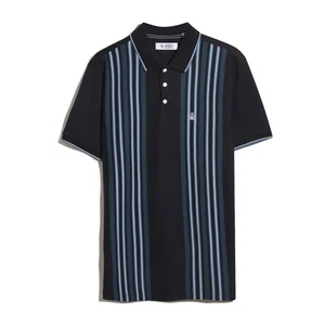 ORIGINAL PENGUIN INTERLOCK VERTICAL STRIPE POLO SHIRT/DARK SAPPHIRE - LARGE - Picture 1 of 1