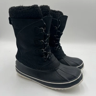 L.L. Bean Women's Snow Boots Suede - TA284882 - Size 7 Medium Black Duck Boots - Image 1 of 4