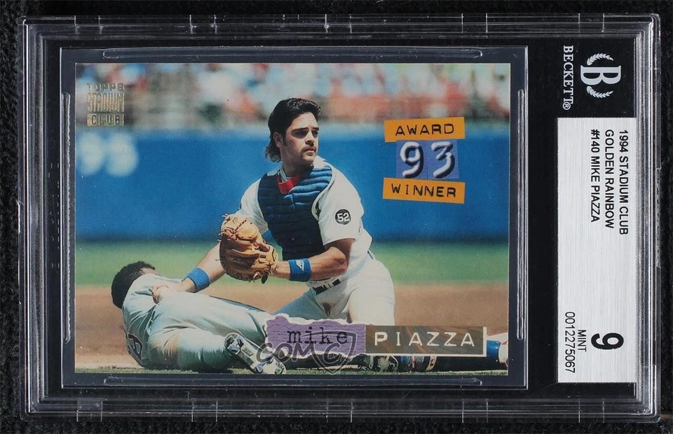 1994 Topps Stadium Club Golden Rainbow Mike Piazza #140 BGS 9 MINT HOF - Image 1 of 2